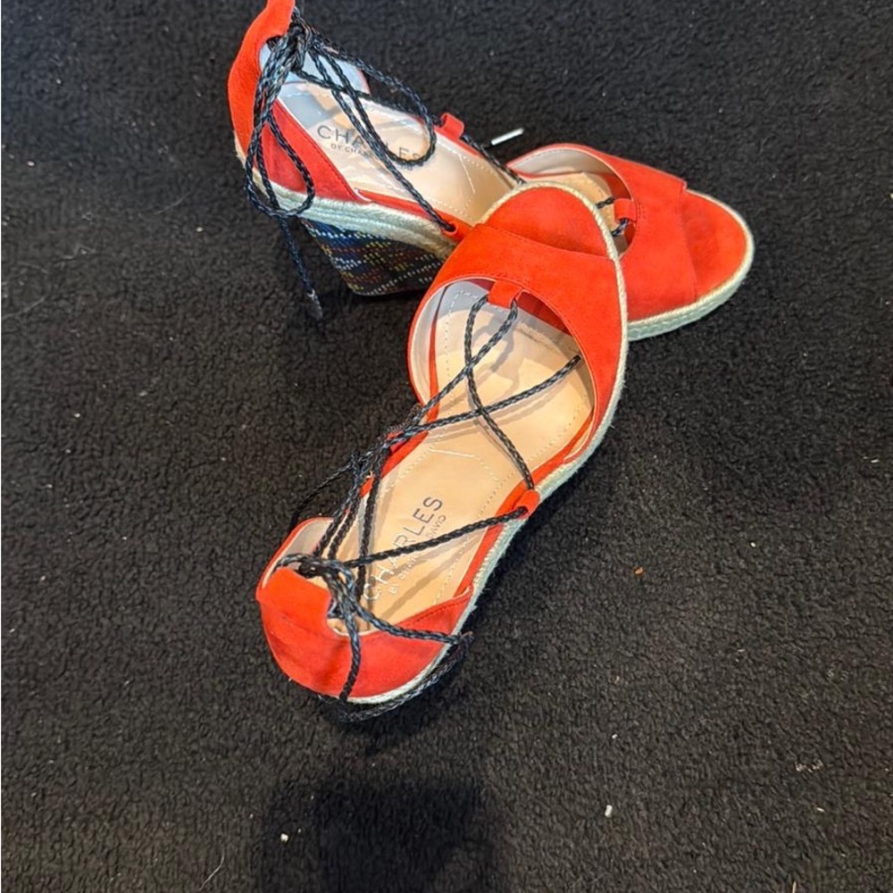 Charles By Charles David Red Espadrille Wedges